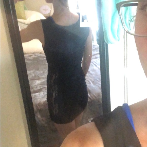 Arden B little black dress with mesh side panel details - Picture 5 of 6